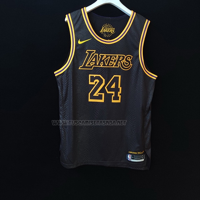 Camiseta Kobe Bryant NO 24 Los Angeles Lakers Black Mamba Autentico Negro